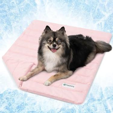 Imagem de PetAmi Tapete de resfriamento para cães, cobertor de resfriamento premium para canil, almofada de dormir fria para gatos em ambientes internos, Q-MAX capa de sofá fria para o verão, rosa, pequena (61