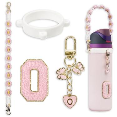 Imagem de Conjunto de pingentes de letras fofas compatível com garrafa de água Owala 680 g, 946 ml, 1,13 g, Owala Kids, copo de café Owala FreeSip – Inclui alça de alça, para acessórios Owala & Stanley Cup