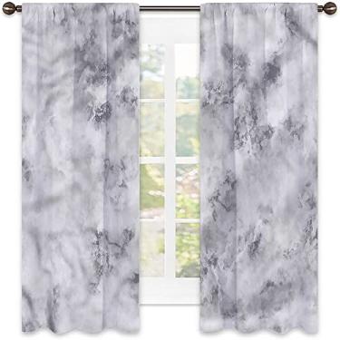 Imagem de Cortinas blecaute de mármore para quarto - Cortinas escurecidas com isolamento térmico para sala de estar, L 132 x C 239 cm