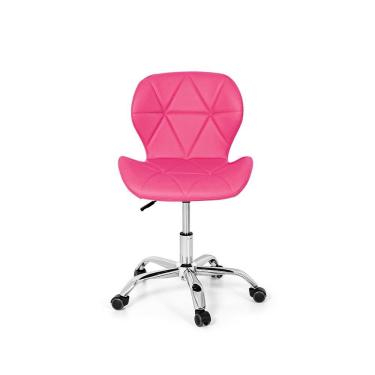 Imagem de Cadeira Escritório Slim Vegas Base Giratória Estofada Rosa
