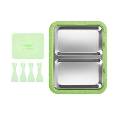 Imagem de DimyFew Máquina de sorvete Forma de sorvete DIY Multifuncional Doméstica Família Atividades práticas Fácil de limpar Bandeja para rolos de iogurte congelado, Verde com Tampa