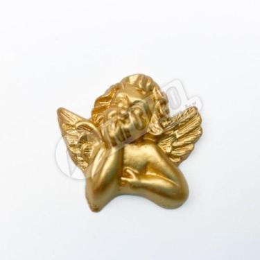 Imagem de Anjo de Gesso Dourado Deitado Mão no Rosto 2,5x5,5x3,5cm - Unidade - M