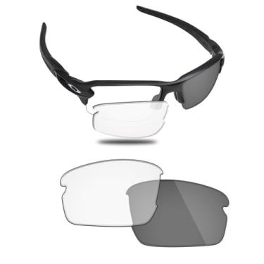 Imagem de Fiskr Lentes polarizadas de substituição compatíveis com óculos de sol Oakley Flak XS OJ9005, resistente a impactos e ajuste perfeito - fotocromática transparente a cinza