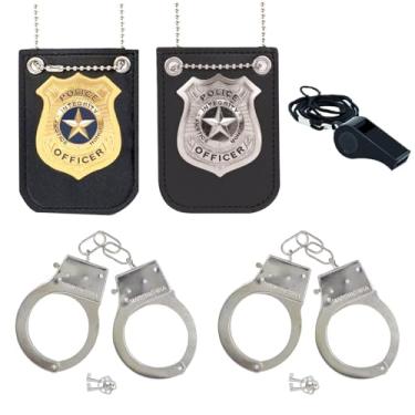 Imagem de QPCOS Kit de encenação de policial chapéu algemas óculos de sol acessórios de fantasia de polícia para festa de Halloween
