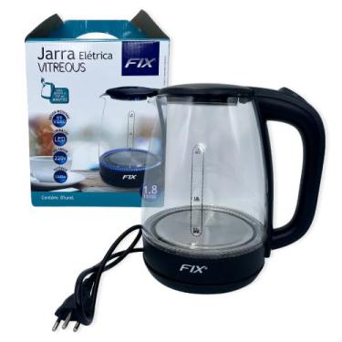Imagem de Jarra Elétrica Fix em Vidro, 1,8L, 1500W, 220V, Base Removível, LED Indicador