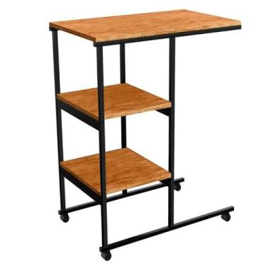 Imagem de Mesa Escrivaninha Auxiliar Canto Apoio Lateral Com Prateleira Industri