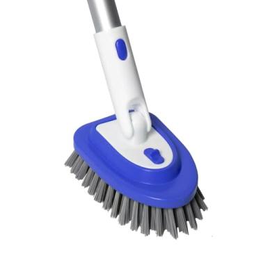 Imagem de Limpador de piso e banheira 3 em 1 com cabo longo ajustável de 132 cm, escova de chuveiro para limpar azulejos de banheiro, paredes de cozinha, banheira