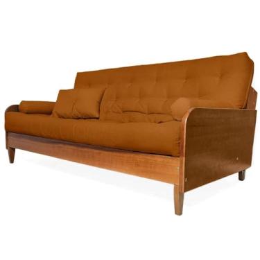 Imagem de Sofá Cama Paris II Sarja em Madeira Maciça Cor Imbuia - Caramelo