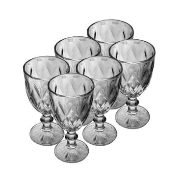 Imagem de LYOR - Conjunto de 6 Taças de Vidro Para Água Diamond 325ml Cinza Metalizado - Mesa Posta - Itens Para Casa - Utensílios de Cozinha - Enxoval - Casamento - Decoração - Utilidades Domésticas