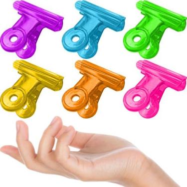 Imagem de Kit 6 Lacre Prendedor Clip Colorido Embalagem Saco Alimentos - Amigo d