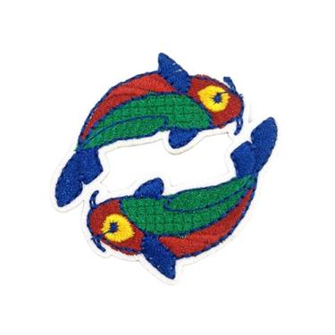 Imagem de Ruoming Ruoming 1 peça de remendo bordado de signos do zodíaco, 8 x 8 cm, preto e dourado, design de constelação (peixes)