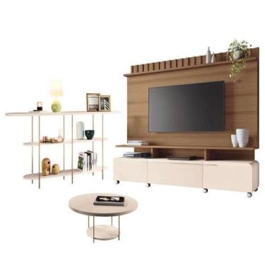 Imagem de Estante Home Theater Artís Off White Castanho E Aparador Infinity E Me