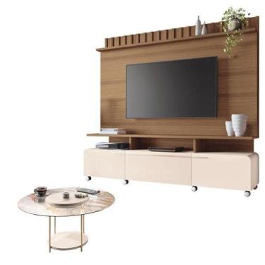 Imagem de Estante Home Theater Artís Castanho Off White E Mesa De Centro Sky Com