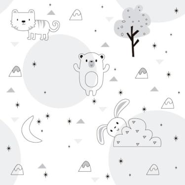 Imagem de Papel de Parede Adesivo Sala Cinza Lavável Ursos Cinza 10m