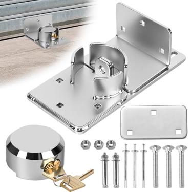 Imagem de Fechadura de porta dobrável de aço sólido resistente, conjunto de cadeado e ferrolho oculto de alta segurança, vem com 2 chaves, projetado especificamente para portas de garagem para evitar acesso