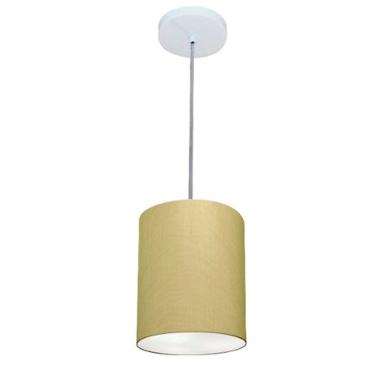 Imagem de Lustre Pendente Cilíndrico Vivare Md-4012 Cúpula em Tecido 18x25cm - Bivolt