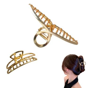Imagem de Kit 2x Piranha Prendedor De Cabelo Metal Piranha Presilha Metal Dourada Mulheres Luxo Vintage Feminina Elegante Menina