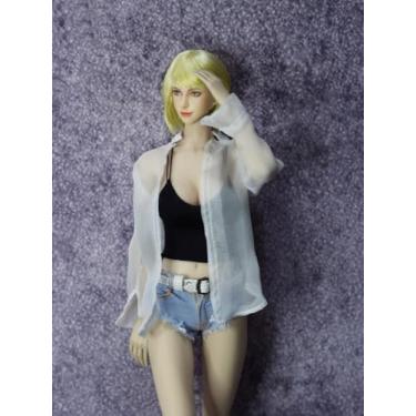 Imagem de ATSTORYTIDE 1/6 Ratio of Women's Clothing ，Chiffon Sexy Suit, Professional Suit，1 White Jacket+1 Black Jacket+1 Short Jeans+1 Belt