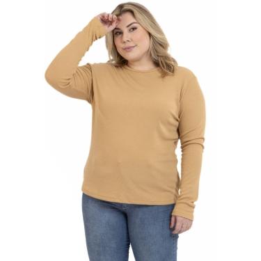 Imagem de Blusa Plus Size Feminina Manga Longa Gola Redonda Ribana-Feminino