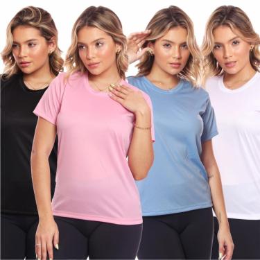 Imagem de Kit 4 Camisas Academia Esportiva Com Proteção Uv Feminina-Feminino