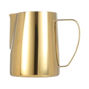 Imagem de Jarra para espumar leite, 350 ml, aço inoxidável, 350 ml, copo vaporizador de leite para latte, dourado