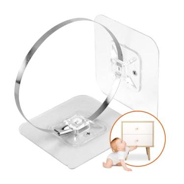 Imagem de WRICHEAR Pacote Com 40 Âncoras Adesivas Para Móveis, Kit De Cintas Antiderrapantes Proteção Bebês, Parede Ajustáveis E Sem Furadeiras Segurança Infantil, Cômoda, Estante, Armário, Luminária Chão, Es