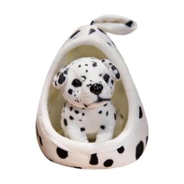 Imagem de TTETTZ Animal de pelúcia casa de cachorro de pelúcia bonito conforto removível casa simulação filhote de cachorro brinquedo de pelúcia para decoração, Cachorro Malhado