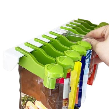 Imagem de Organizador de temperos, suporte de tempero adesivo com clipes de garra | Prateleiras removíveis para casa, apartamento, cozinha, geladeira, comida, lanche, tempero, banheiro