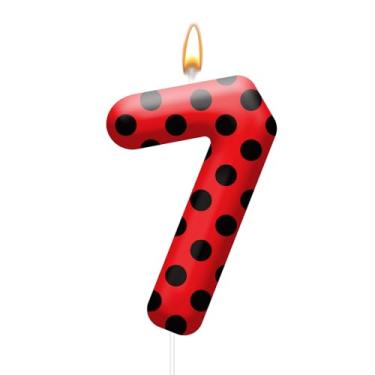 Imagem de Velas de aniversário com tema joaninha – Velas decorativas de bolinhas vermelhas e pretas para festas temáticas de joaninha, chás de bebê, bolos de aniversário e celebrações inspiradas em joaninhas