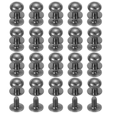 Imagem de PATIKIL Rebites de couro de 12 mm, 20 conjuntos de parafusos de cabeça esférica, botão de cabeça redonda, Chicago, parafuso de mamilo, rebite para couro, faça você mesmo, artesanato, bolsa, cinto