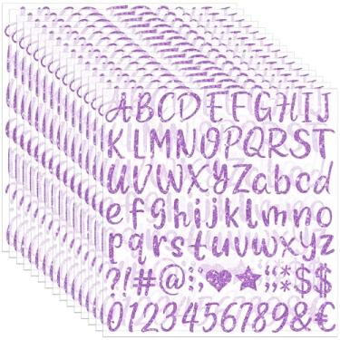 Imagem de 1215 pçs adesivos de letras glitter alfabeto adesivos autoadesivos à prova d'água pequenas letras ABC para graduação boné garrafas de água copo caixa de correio número scrapbooking placa artesanato
