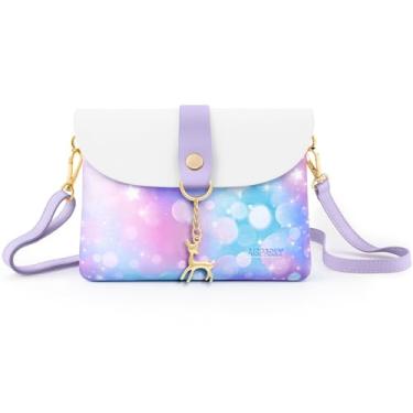 Imagem de AISPARKY Pequena bolsa transversal, bolsa pequena de couro PU para meninas com pingente com alça/alça de corrente dourada, Cor Starlight, Bonito