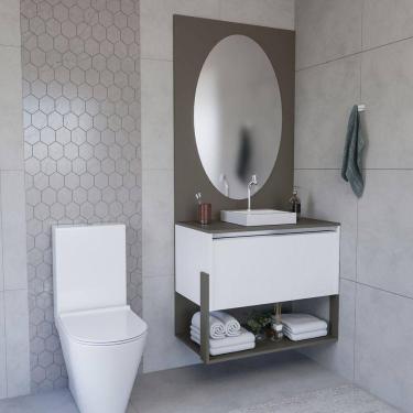 Imagem de Conjunto Gabinete E Espelheira Plena Superior 100cm Bronze Branco