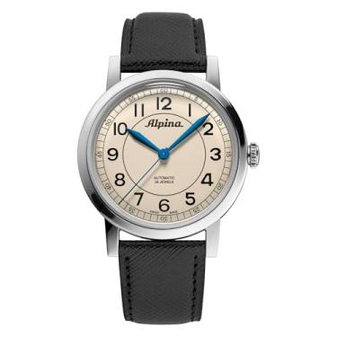 Imagem de Alpina Relógio masculino automático Heritage, pulseira de couro preto, mostrador bege Estilo: AL-520BG3SH6