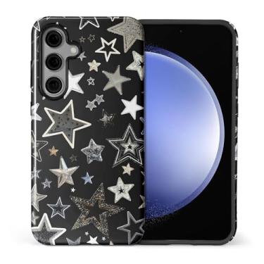 Imagem de ilikediy Capa para Samsung Galaxy S24, HL2 Aesthetics Linda Estrela Negra Híbrida 2 Camadas Capa Rígida Design Padrão de Silicone Capa Protetora