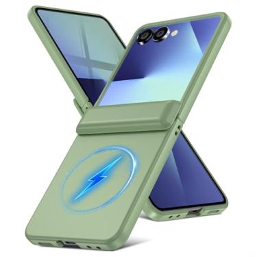 Imagem de YSLBWLE Capa para Samsung Galaxy Z Flip 7 com proteção de dobradiça e carregamento magnético e fina, capa de telefone de proteção militar de corpo inteiro para Galaxy Z Flip 7 verde claro 29-zflip7-04