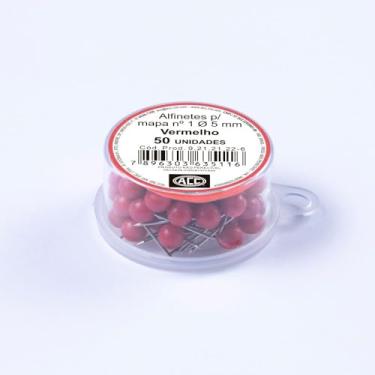 Imagem de ACC - Alfinete Mapa 1 Caixa Plástico 50 unidades Aço Cabplast Vermelho