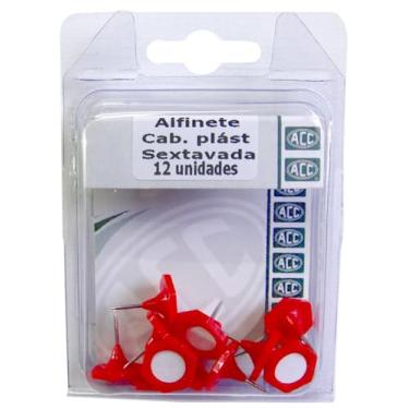 Imagem de ACC - Alfinete Mapa Aço Cabplast Sextav Blister 12 unidades Vermelho