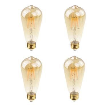 Imagem de Kit 4 Lampada Led Filamento St64 Retro Ambar 4W Vintage