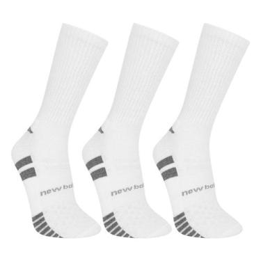 Imagem de Kit Meia New Balance c/ 3 Pares Masculina, Branco, 39/42