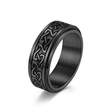 Imagem de TIMFROZ Anel giratório masculino fidget ansiedade prata/ouro/preto aço inoxidável vintage nó trançado anel giratório aliança de casamento para homens e mulheres, Aço inoxidável, Sem pedra preciosa