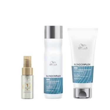 Imagem de Wella BlondorPlex Shampoo Fortificante 250ml + Condicionador 200ml + Ó