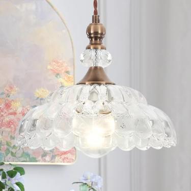 Imagem de CWarmozy Luminárias pendentes vintage pequenas para ilha da cozinha 25 cm vidro latão dourado luzes pendentes ajustável moderna para corredor varanda sala de jantar pia mesa