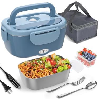 Imagem de Monteka Lancheira elétrica – Aquecedor de alimentos portátil à prova de vazamento lancheira aquecida para adultos para carro/casa/caminhão com recipiente de aço inoxidável removível de 1,5L, 12 V/24 V