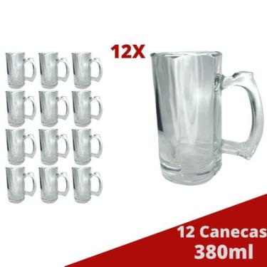 Imagem de 12 Caneca Vidro Grosso Congelável Cerveja e Chopp 380ML - PRATICASA, 0