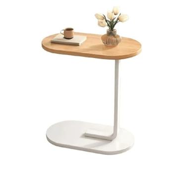 Imagem de Mesa lateral oval industrial Resistente e ideal para canto do sofá(Branco)