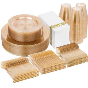 Imagem de Conjunto de louças I00000 350 unidades de glitter dourado para 50 conv
