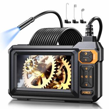 Imagem de Câmera de endoscópio com luz, endoscópio com 8 luzes LED ajustáveis, endoscópio de 11 cm com câmera serpente semirrígida, boroscópio de inspeção à prova d'água IP67, aparelhos legais para homens