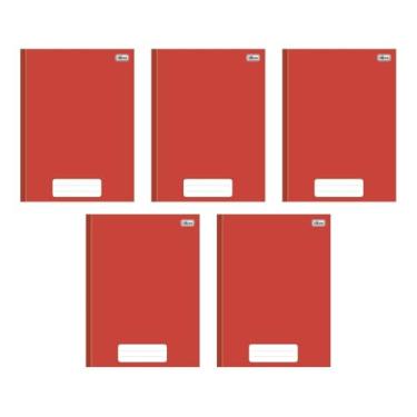 Imagem de Kit com 5 Cadernos Universitário Brochura Tilibra Vermelho com 80 Folhas Pautadas Grande Escolar