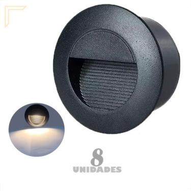 Imagem de 8 Balizador De Parede Embutido Preto Redondo Led 3000K Lup74 - Acende 